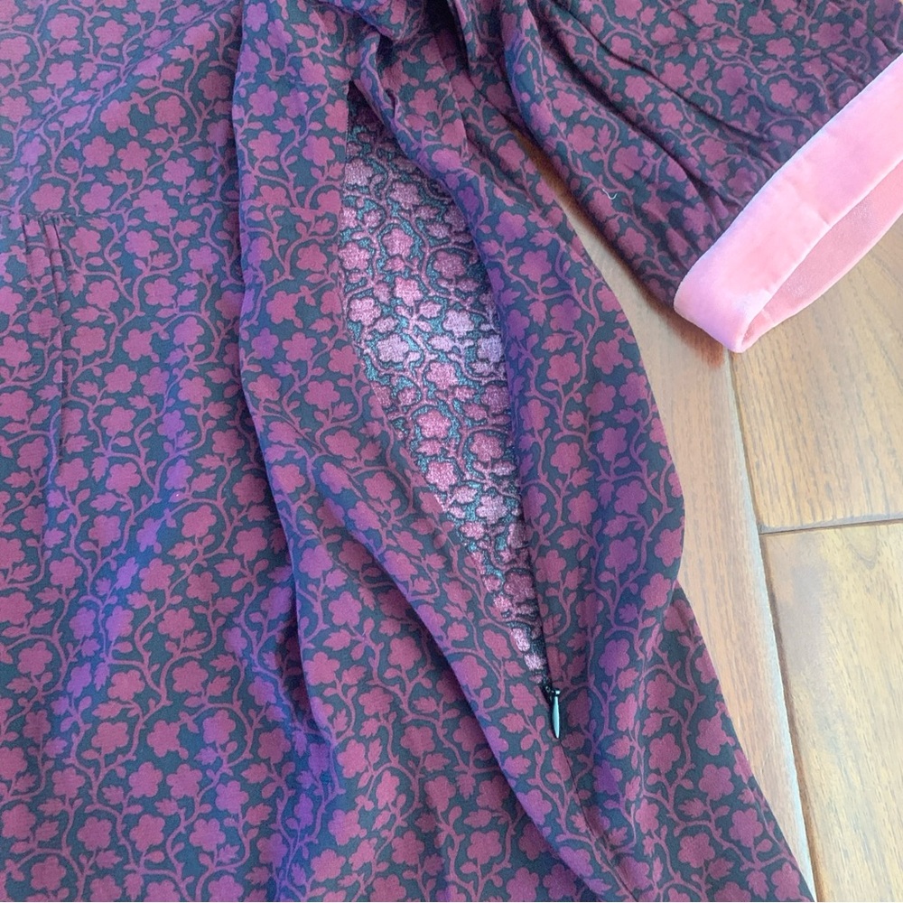 BODEN Annabelle Top Size 14 New Burgundy & Black Pink Velvet Trim ¾ Sleeve 🆕 - Picture 10 of 14